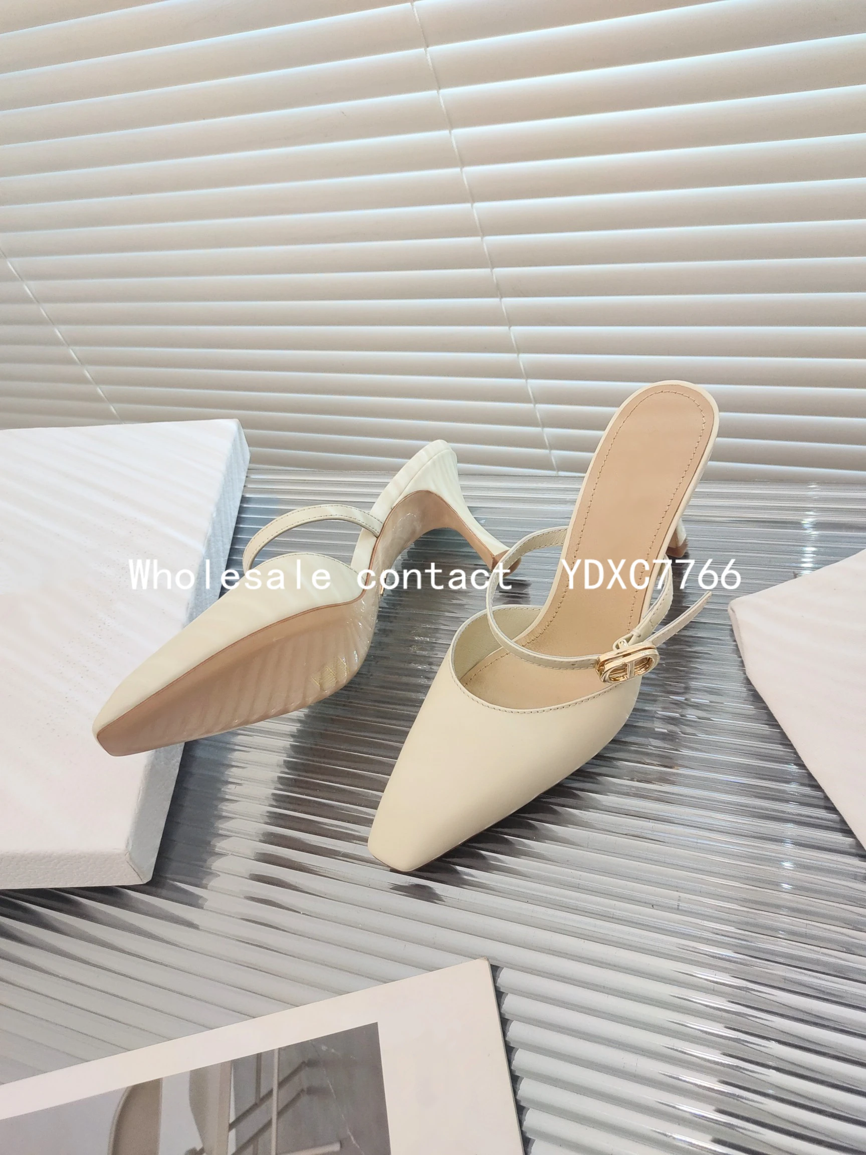 New style Baotou semi slippers women's 2022 summer fashion Korean version European and American sexy pointed high heels sandals