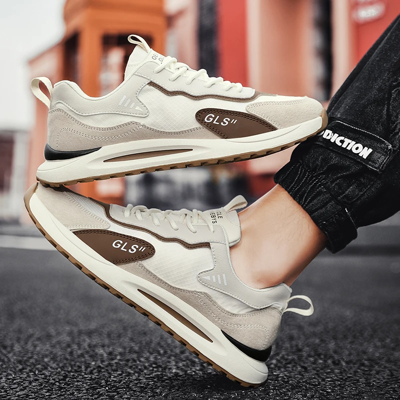 New Men's Golf Shoes Fashion Versatile Casual Walking Shoes Men's Beige Grey Nailless Comfort Training Golf Sneakers