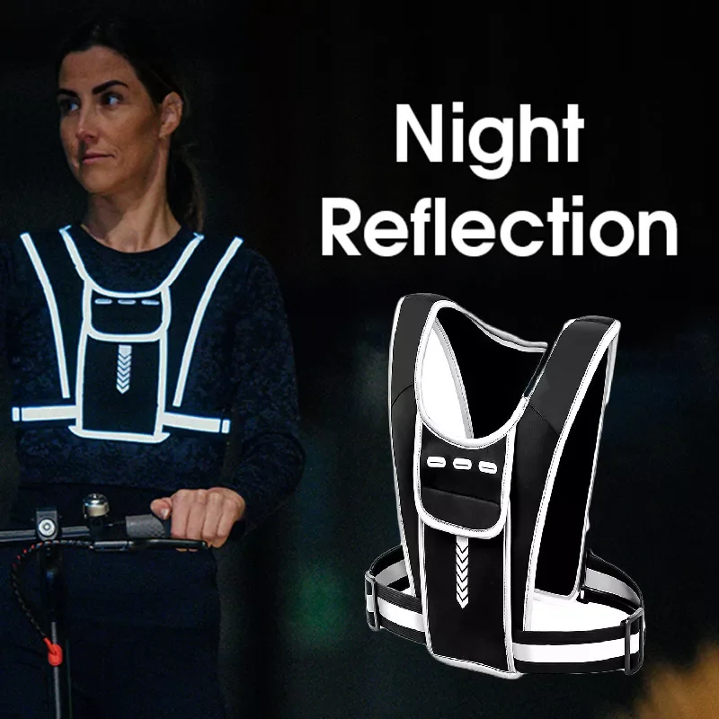 

Vest Bag High Visibility Night Safety Riding Multi Pocket Iphone Bag Adjustable Running Sports for Bike Motorcycle