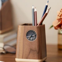 black walnut solid wood pen holder nordic light luxury office desktop stationery storage box wooden pen holder