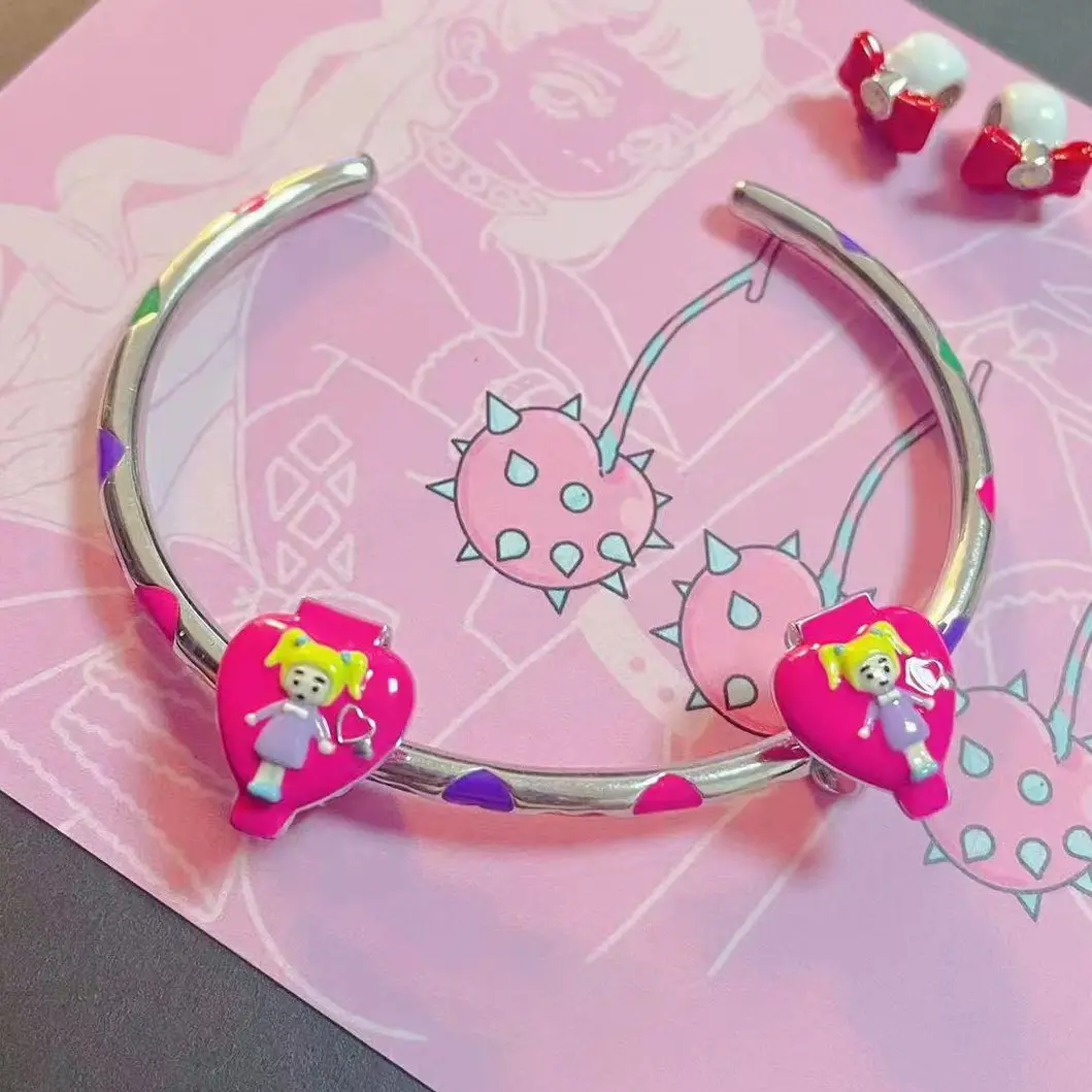 

Оригинальный серебряный чехол с открытым розовым сердцем с маленькой девочкой, карманный Шарм-бусина подходит для браслета Pandora, коллекция ...