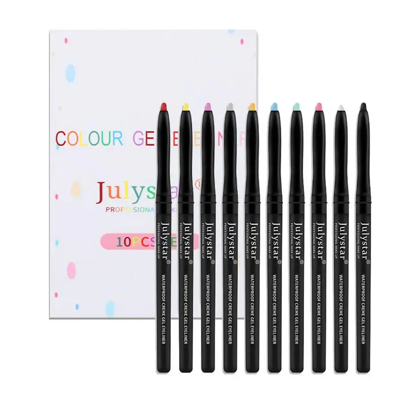 

10PCS Colored Gel Eyeliner Pencil Set Waterproof Easy To Wear Make Up Matte Eye Liner Long Lasting Highly Pigmented Eyeliner