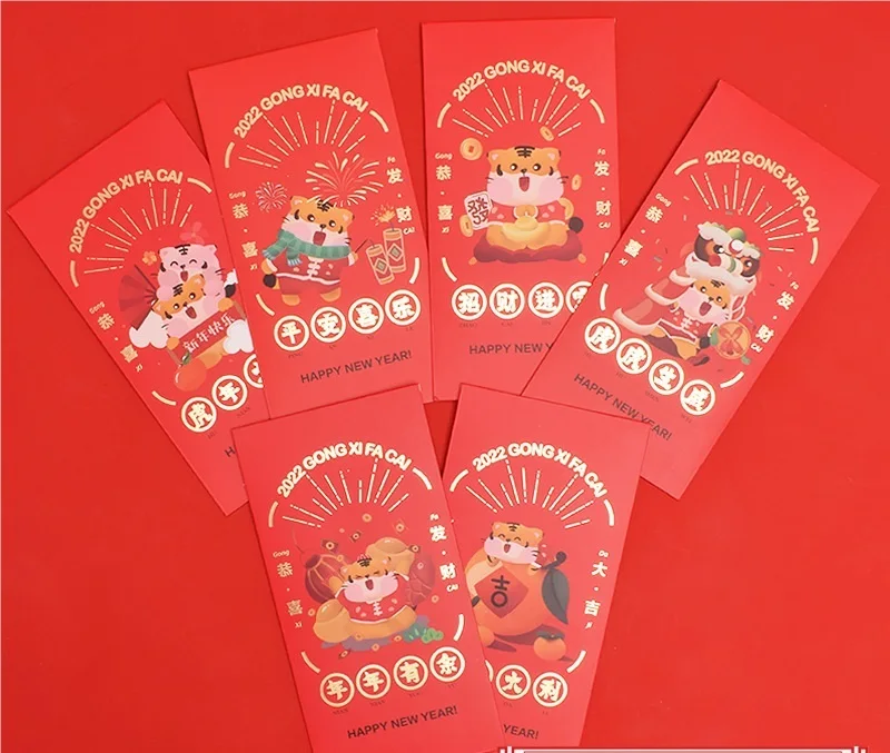 

6pc Tiger year red envelope 2022 chinese new year decorations Chinese red envelope spring festival lucky money envelope