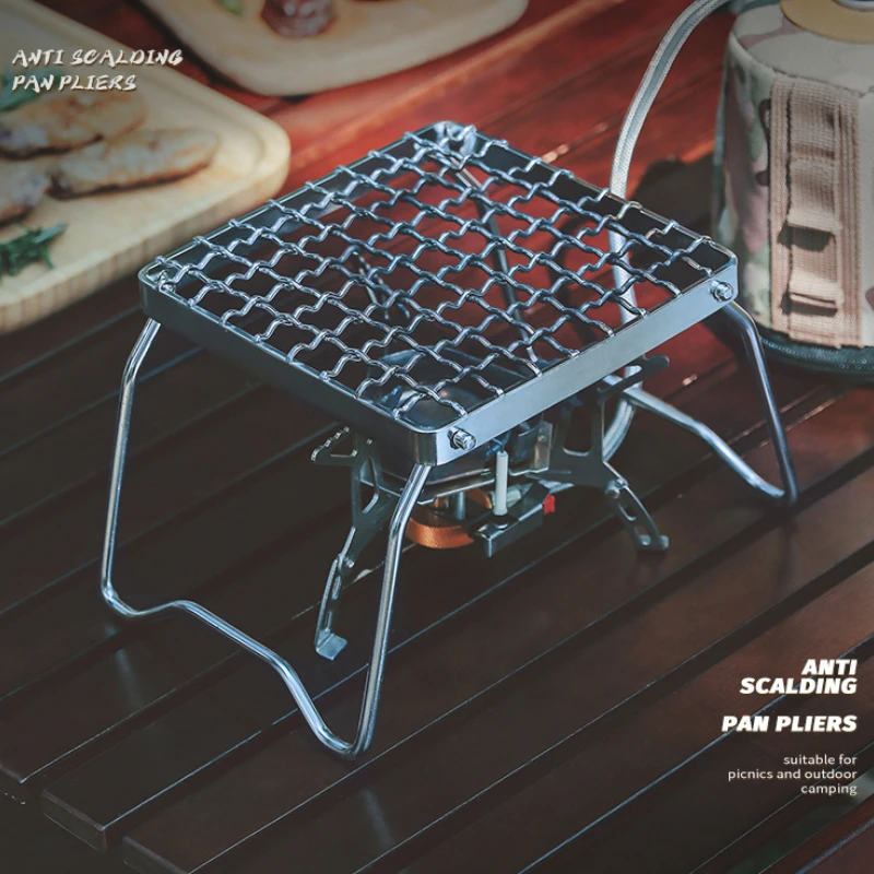 

Складная подставка для газовой плиты для кемпинга на открытом воздухе, многофункциональный держатель для гриля из нержавеющей стали, Порта...