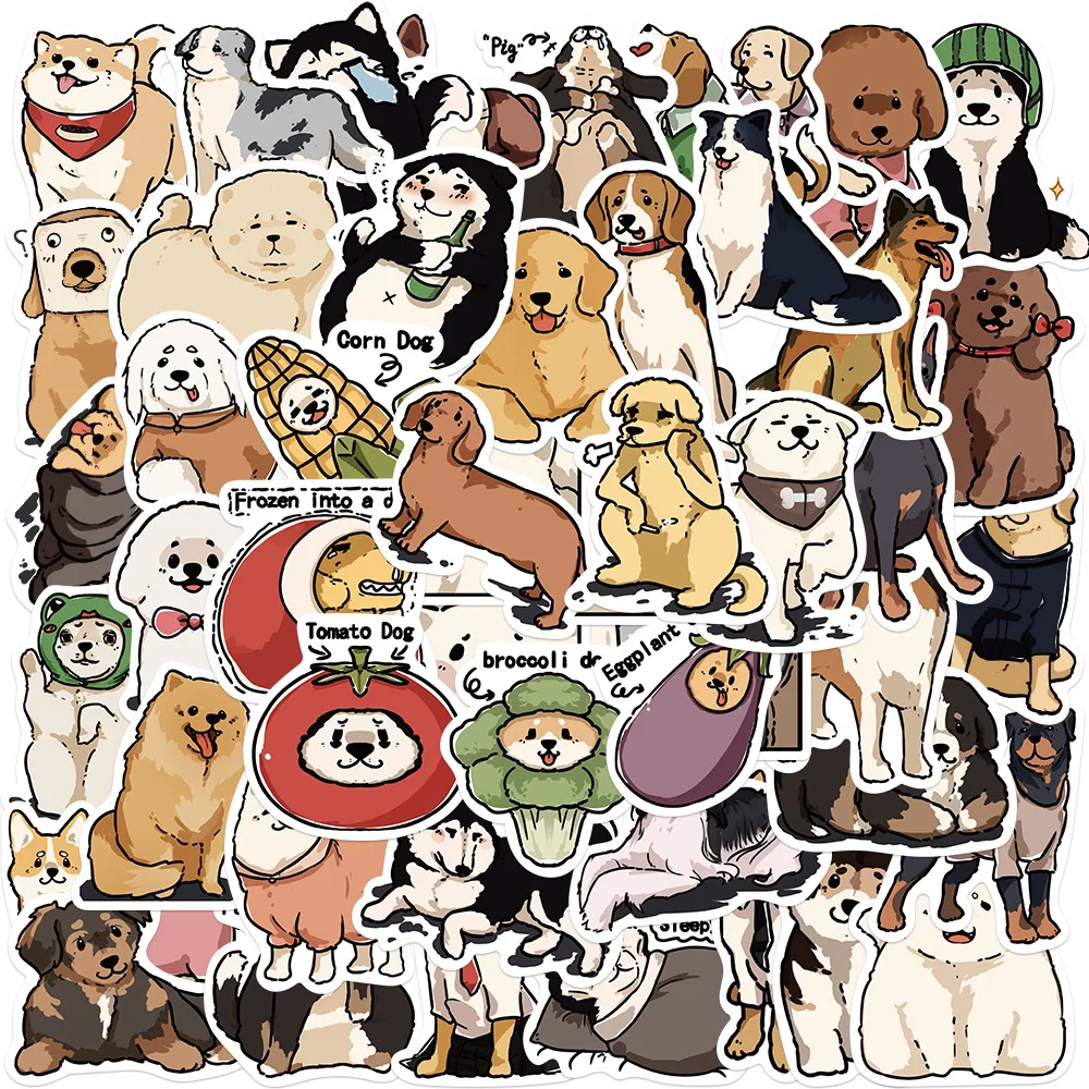 

10/30/50PCS New INS Dog Animal Stickers Cartoon Creative Animation iPad Car Table Luggage Chair Decoration Waterproof Wholesale