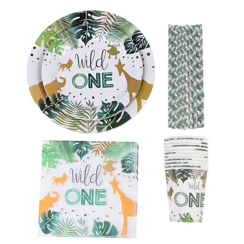 

Wild Party Disposable Plate Cup Tableware Birthday Forest Party Baby Shower Party Paper Napkins Forest Theme Party Supplies
