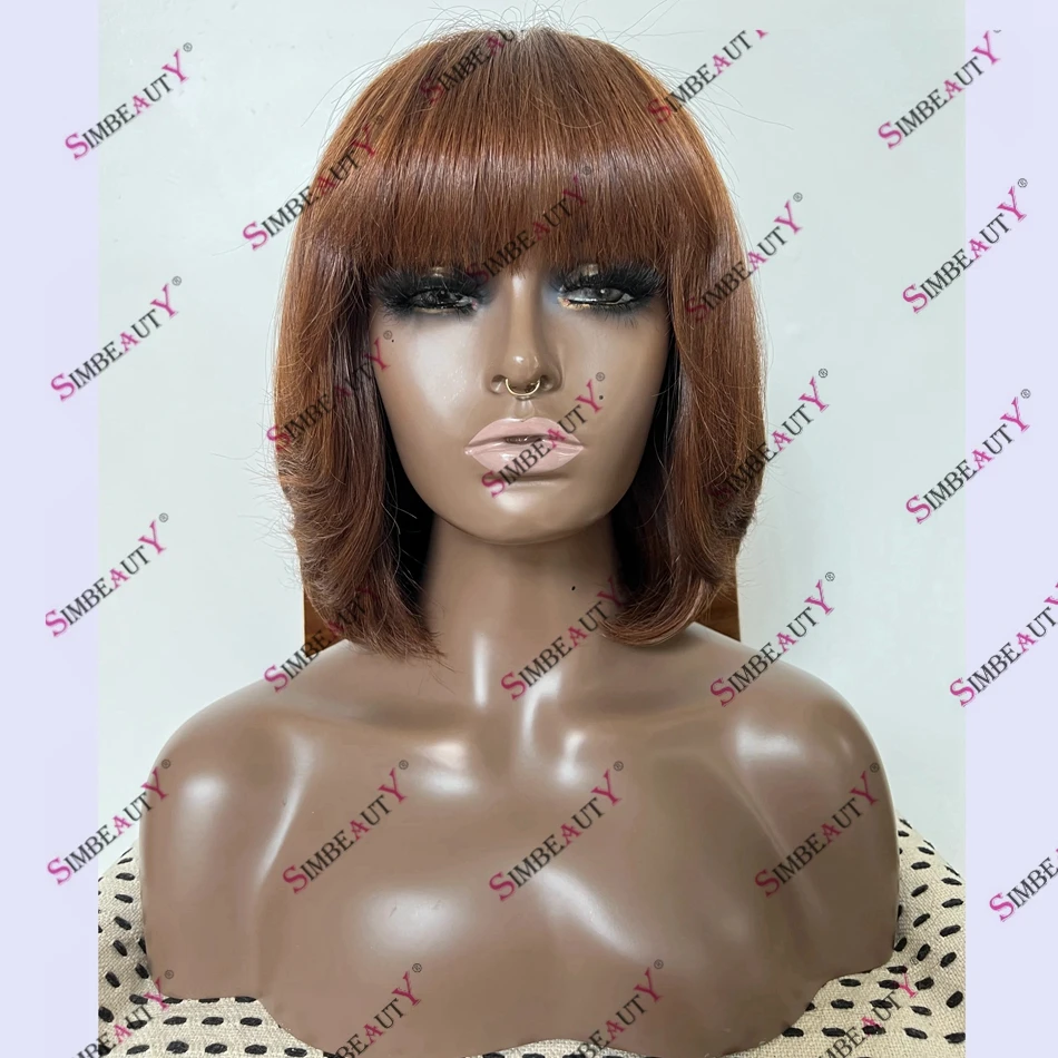 

Ginger Auburn человеческие волосы, Боб, прямые, 180 плотность, Remy, перуанские волосы, кружевной передний парик для женщин с челкой, 360 кружевной парик