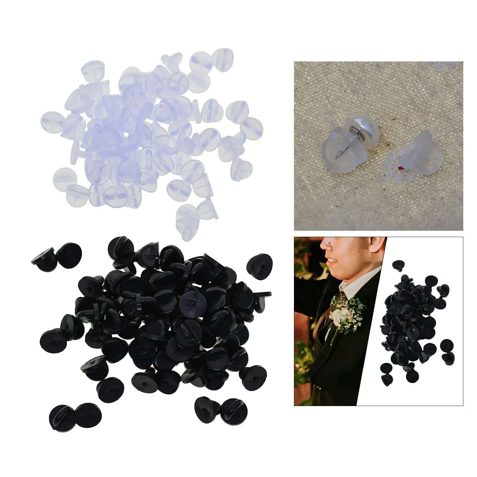 

400 Pieces Silicone Pinback Butterfly Clutch for Uniform Badges