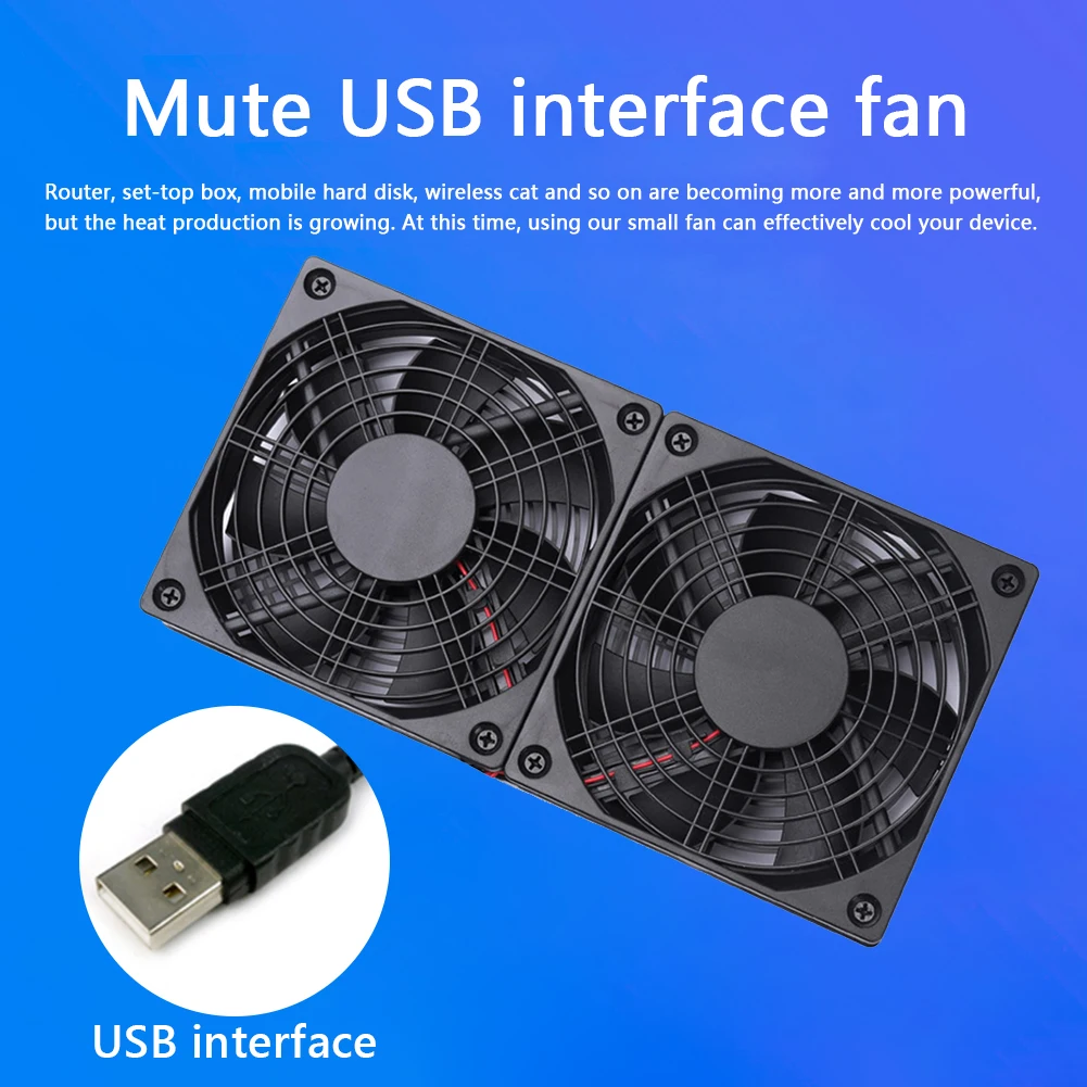 

Multifunction Wireless Router Dual Cooling Fan Practical TV Set-Top Box Heat Dissipation Cooler Fan Radiator Device