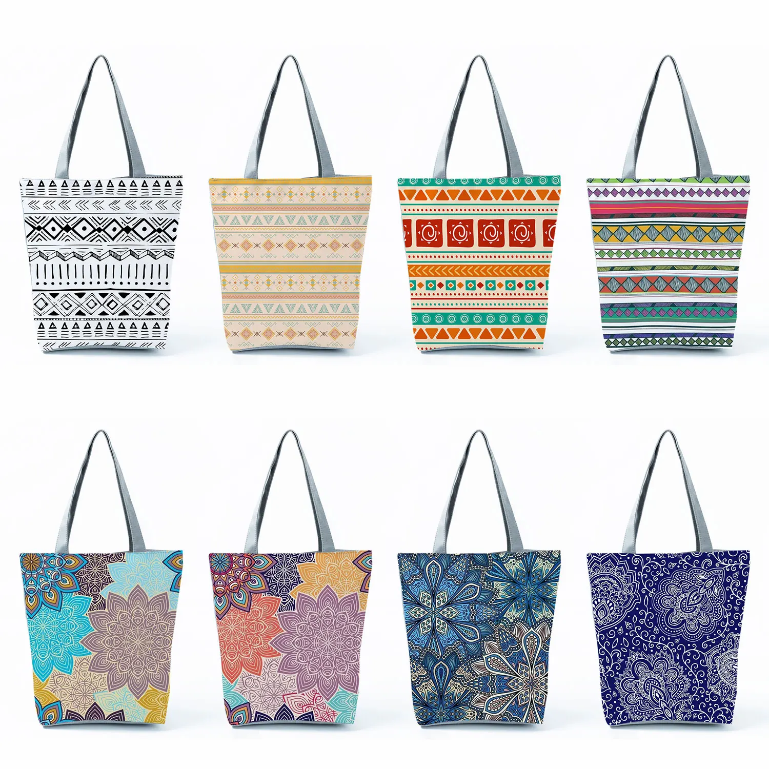 

School Teacher Gift Outdoor Mandala Geometric Large Capacity Shopping Bag Women's Shoulder Bag Portable Print Customizable Bag