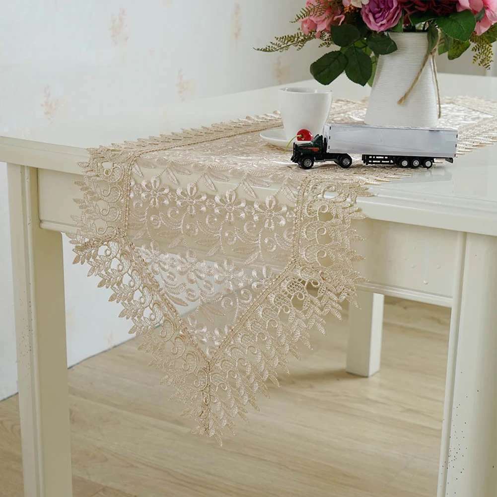 

Coffee Home Decor Embroidered Hotel Restaurant Dinner Wedding European Style Table Runner Dining Banquet Rectangular Desktop DIY