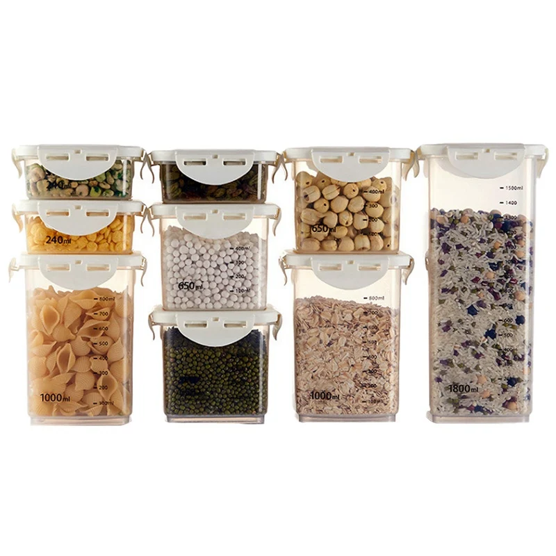 

Plastic Storage Container Food Sealed Jar With Scale Kitchen Storage Cans For Dried Fruit Snacks 240/650/1000/1800 ML Dropship