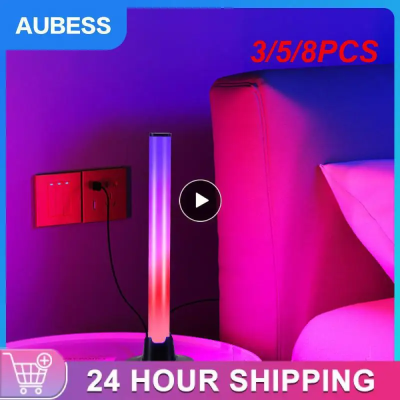 

3/5/8PCS 5w Desktop Rgb Led Light Support App Control Led Colorful Light Chip Induction Atmosphere Light Lamp Pc Built-in Pickup