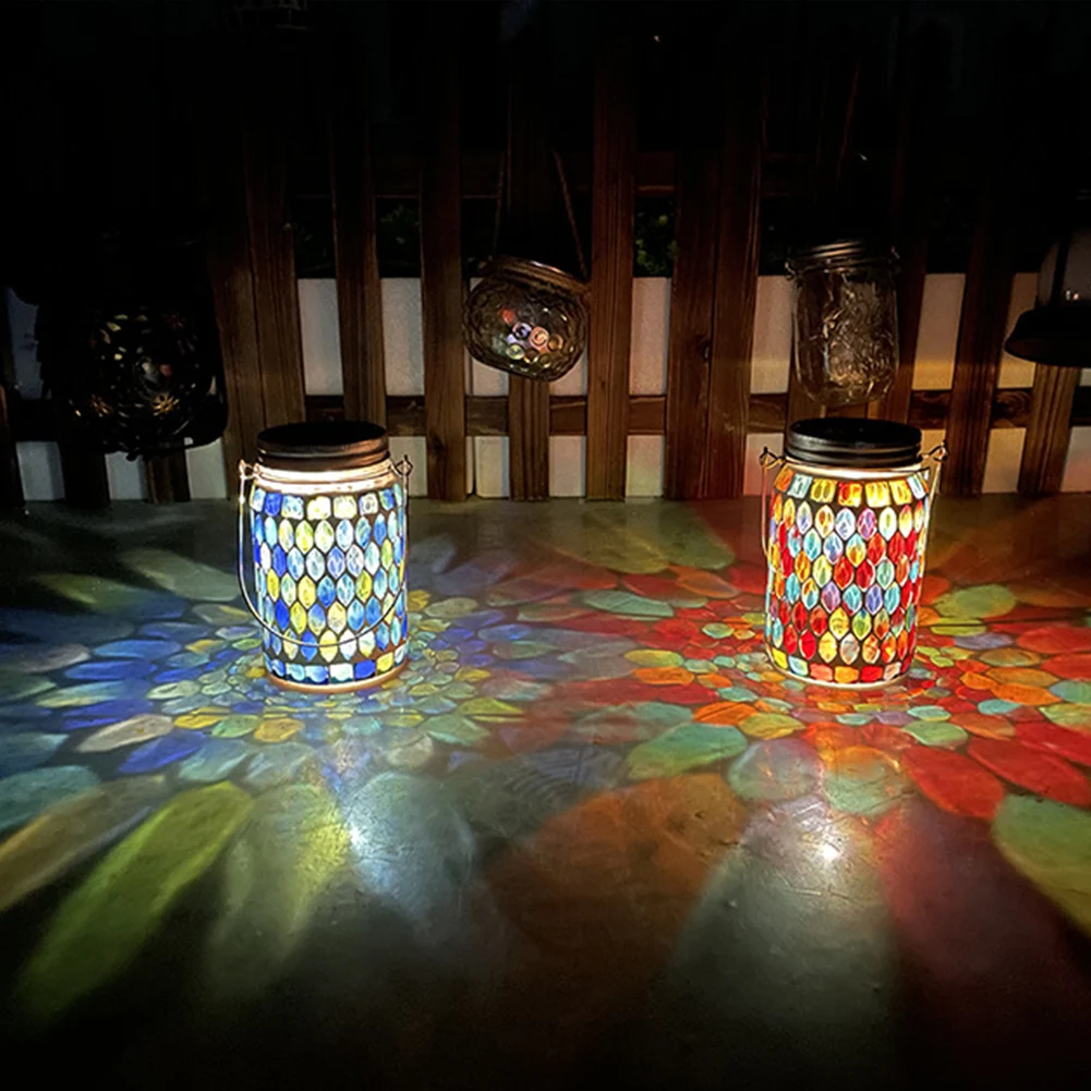 

Table Lawn Garden Light Backyard Yard Solar Lantern Decorative Mason Jar Mosaic Lamp Patio Outdoor Hanging Porch Led