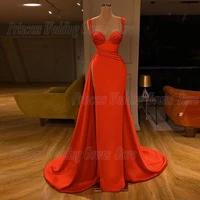 vintage satin slit prom dresses for bride cap sleeves sweep train sweetherat neck formal evening gown for beach party robe sorie