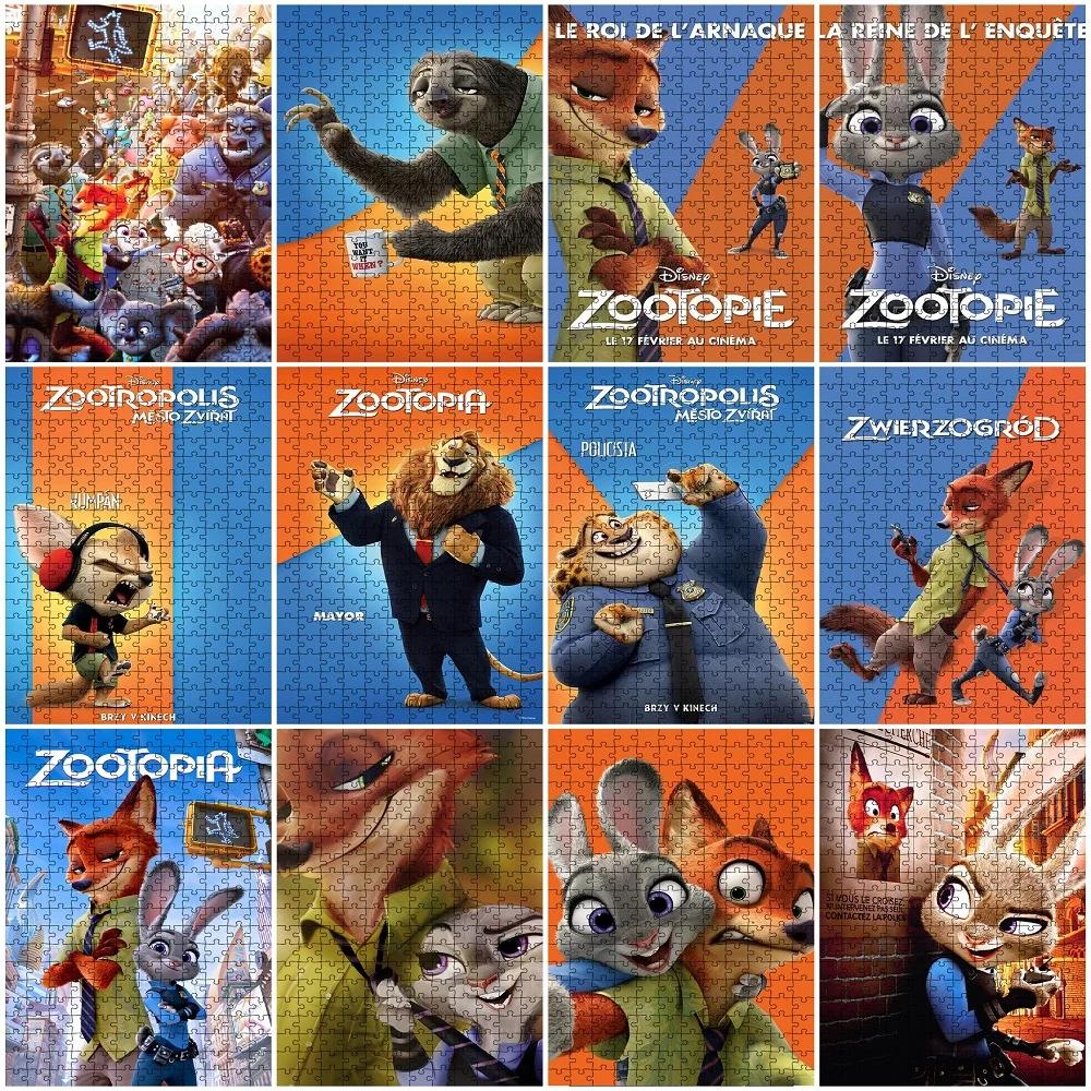 

Zootopia 1000 Pieces Paper Jigsaw Puzzles Educational Intellectual Decompress Puzzles for Adults Funny Animation Diy Toys Gifts