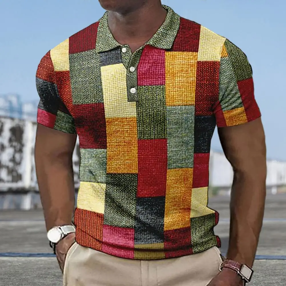 

Винтажная Мужская рубашка, модная рубашка в стиле пэчворк, Повседневная летняя уличная одежда большого размера с коротким рукавом для мужчин, футболки