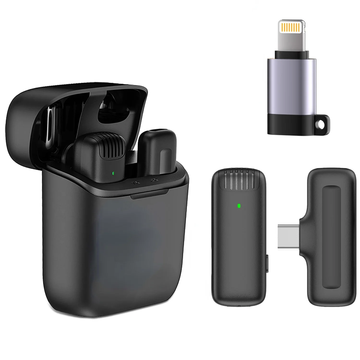 JOCEEY Wireless Lavalier Microphone J11,1-in-1 Plug-Play Mic with Charging Case Microphone for Phone Video Recording Interview