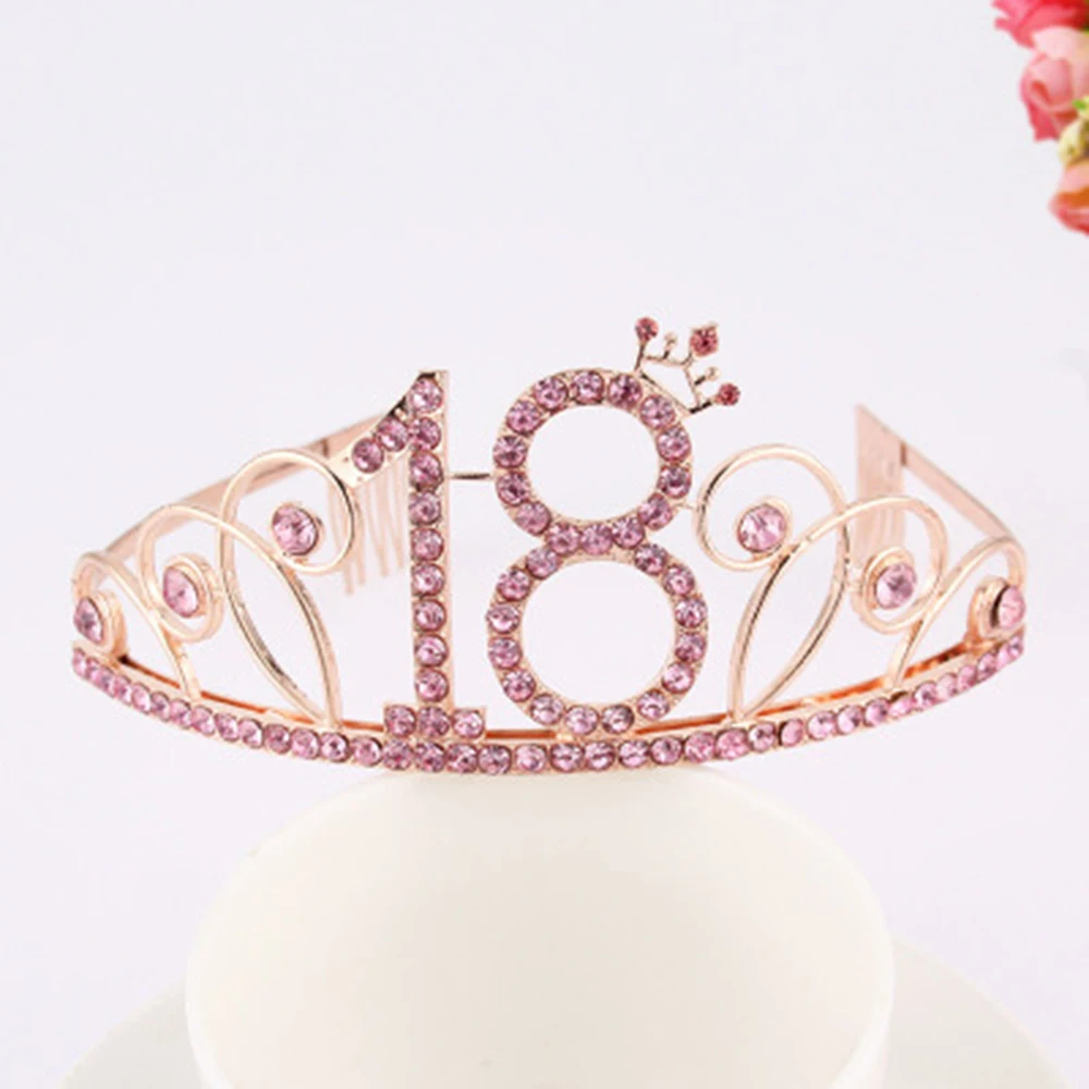 16 18 21 30th Birthday Princess Tiara Crown Headband Bridal Hair Band Hair Accessories Headdress Wedding for Women Anniversary