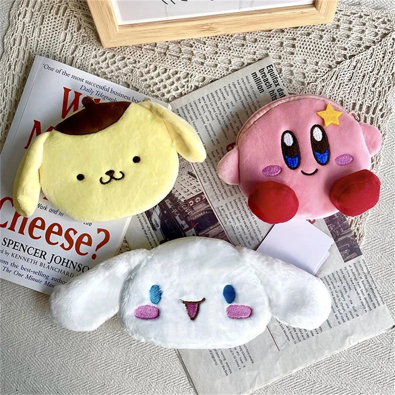 

Anime Sanrios Cinnamoroll Plush Coin Purse Kuromi Melody Plushie Storage Bag Cartoon Wallet Earphone Bags Keychain Pendant
