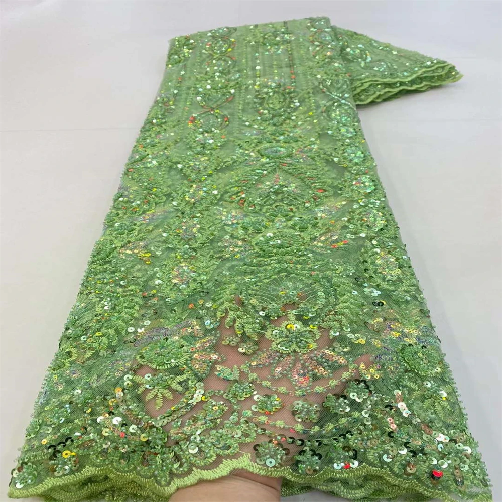 

2023 высококачественное искусственное платье из французского гипюра, свадебное платье с бисером, 5 ярдов, CD225