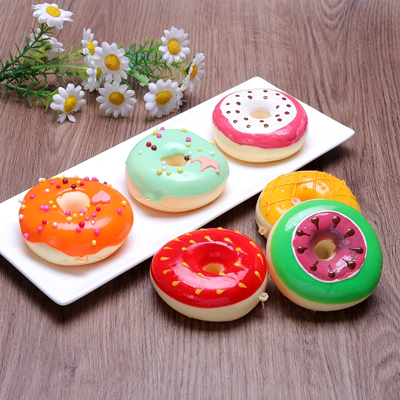 6pcs Soft Artificial Fake Bread Donuts Doughnuts Stress Relief Toy Squeeze Toys Simulation Cake Model Wedding Decoration images - 6