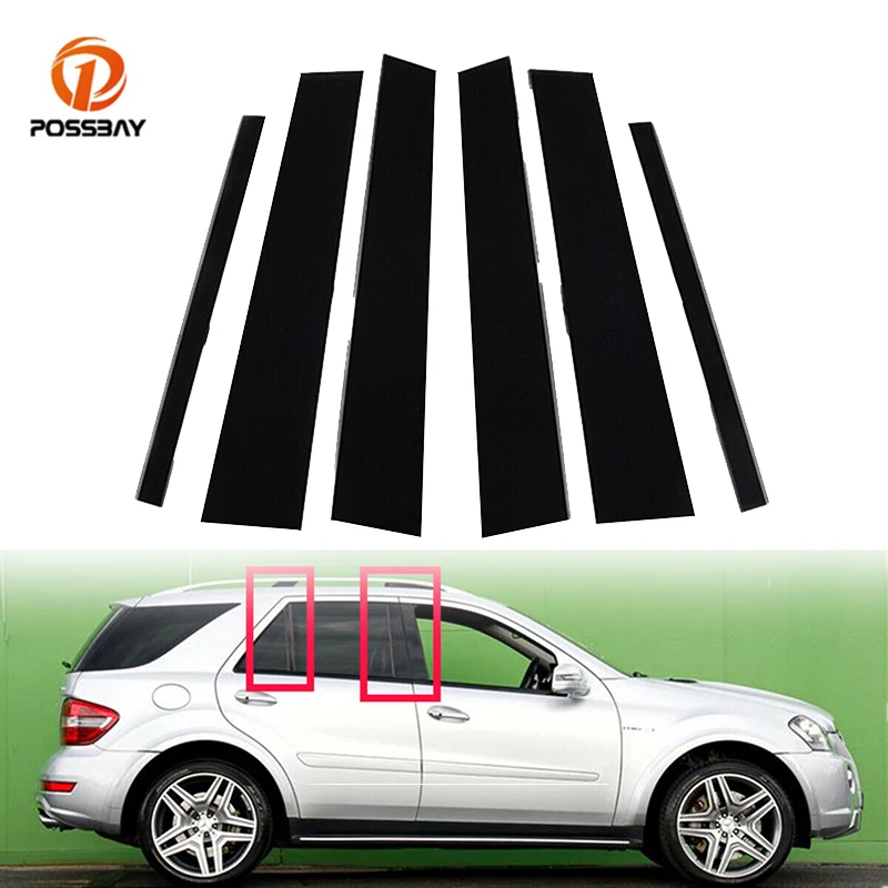 6Pcs Car Pillar Posts Door Window Trim Cover Sticker Exterior Parts for Mercedes ML-Class W164 2006 2007 2008 2009 2010 2011