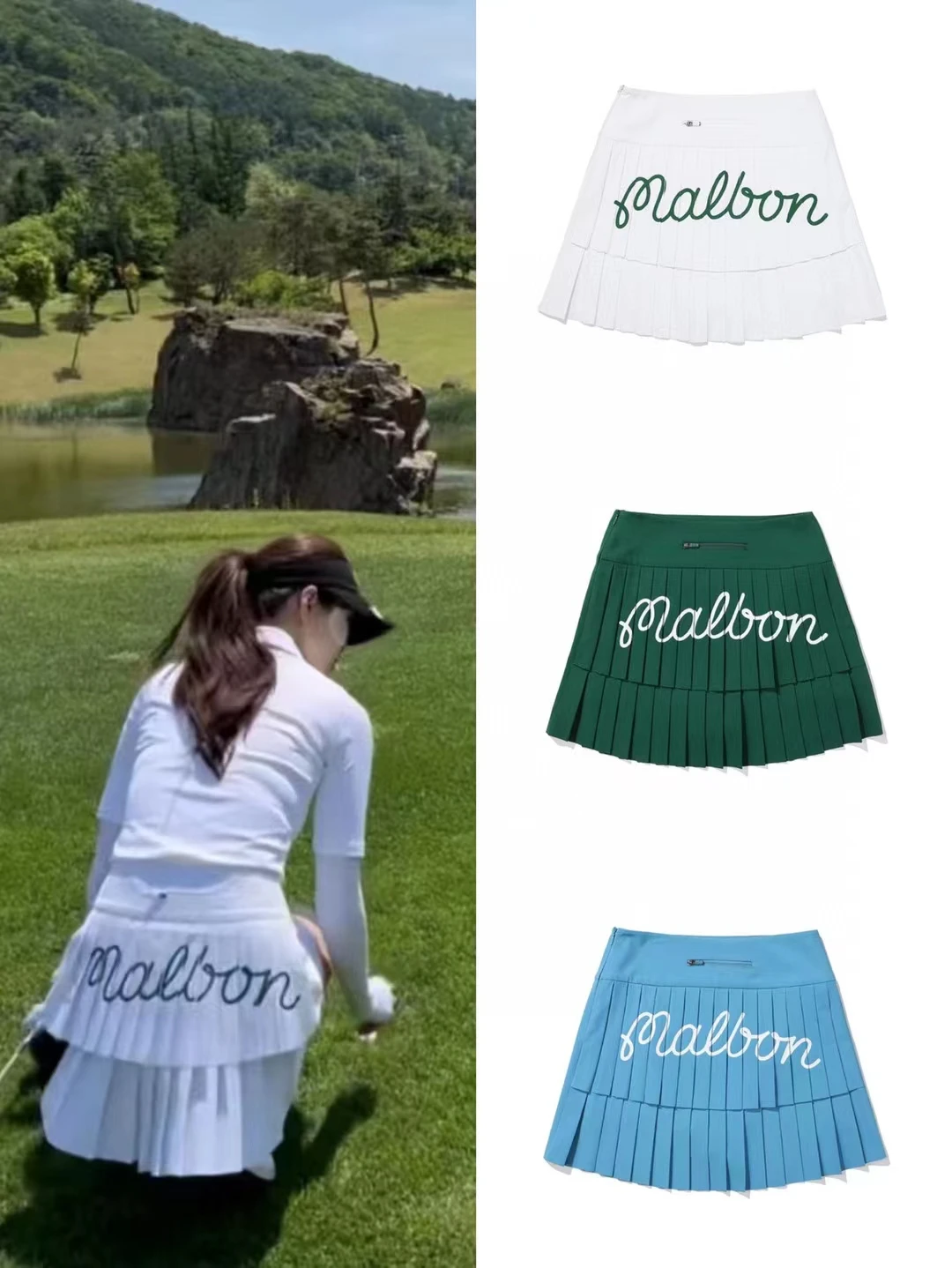 

2023 Top Quality Original MALBON Golf Skirt Women's Summer Pleated Skirt Sports Fashion Short Skirt MALBON Golf Pleated Skirt