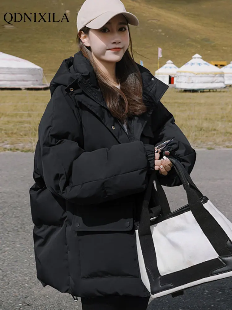 2023 Winter Women's Parkas Cotton Coats Hooded Short College Style Korean Fashion Down Cotton Jacket Female Clothes Very Warm