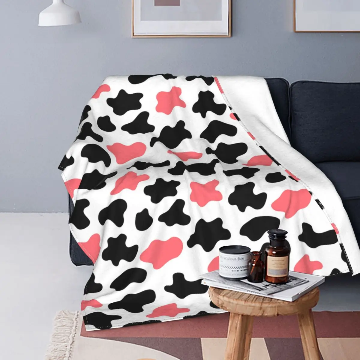 

Cow Blankets Coral Fleece Plush Textile Decor Animal Skin Multifunction Super Warm Throw Blanket for Home Couch Plush Thin Quilt