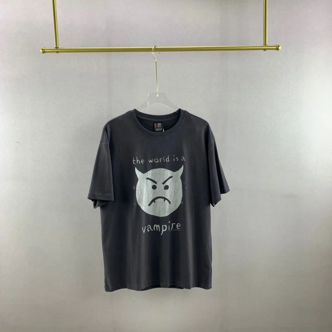 

Little Devil Print Distressed T-Shirt Cotton Crew Neck Top The Smashing Pumpkins Hip Hop Band T Shirts