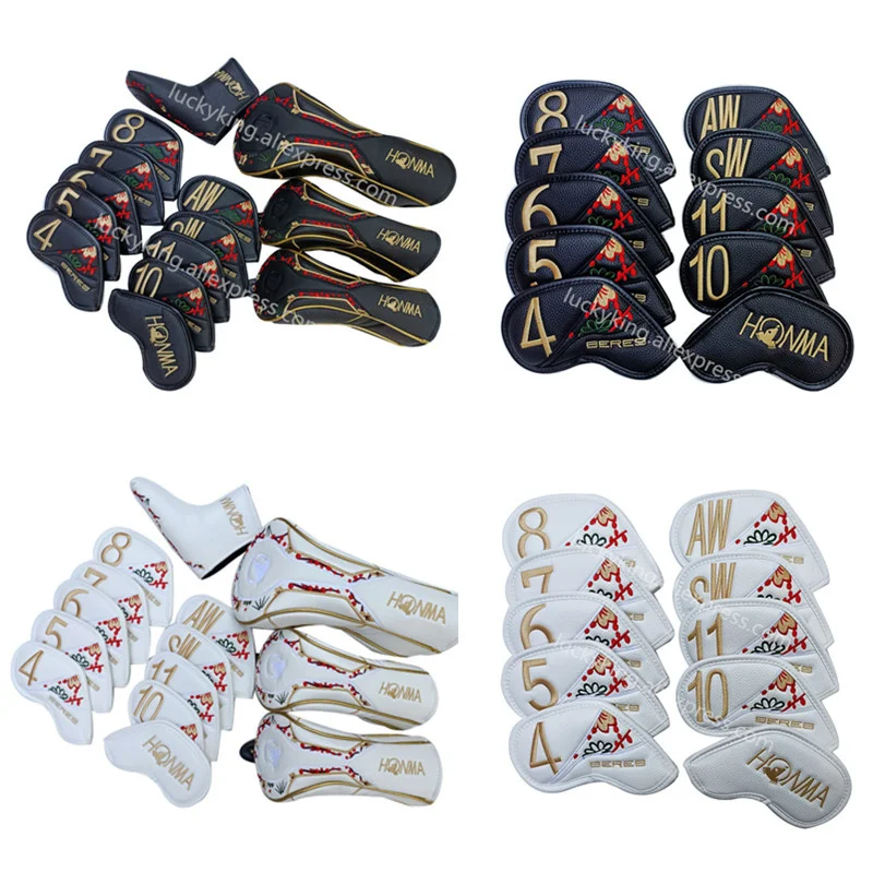 

Golf Ladies Iron Cover Honma Woods Iron Clubs Head Cover Golf Iron Head Covers with Clong Neck Iron Headovers 4-11 Aw Sw 10pcs
