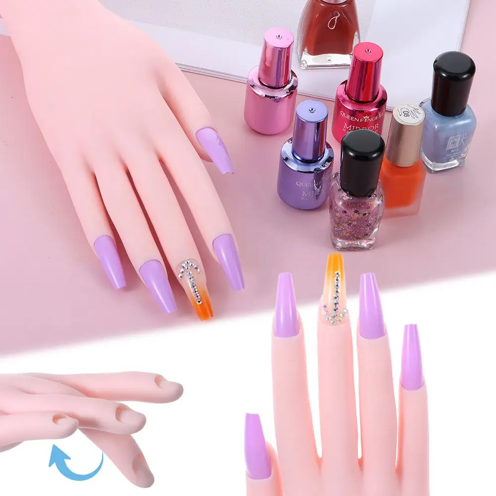 

Practice Tool Display Model Salon Flexible Fake Hand Acrylic False Fingernails Practice Hand Nail Art Training Hand