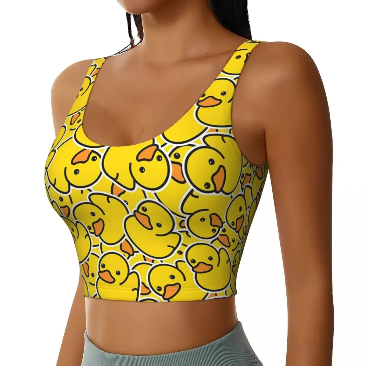 Фото Женский спортивный бюстгальтер-топ Custom Yellow Classic Rubber Duck с высокой степенью поддержки для фитнеса, тренировок и йоги №1