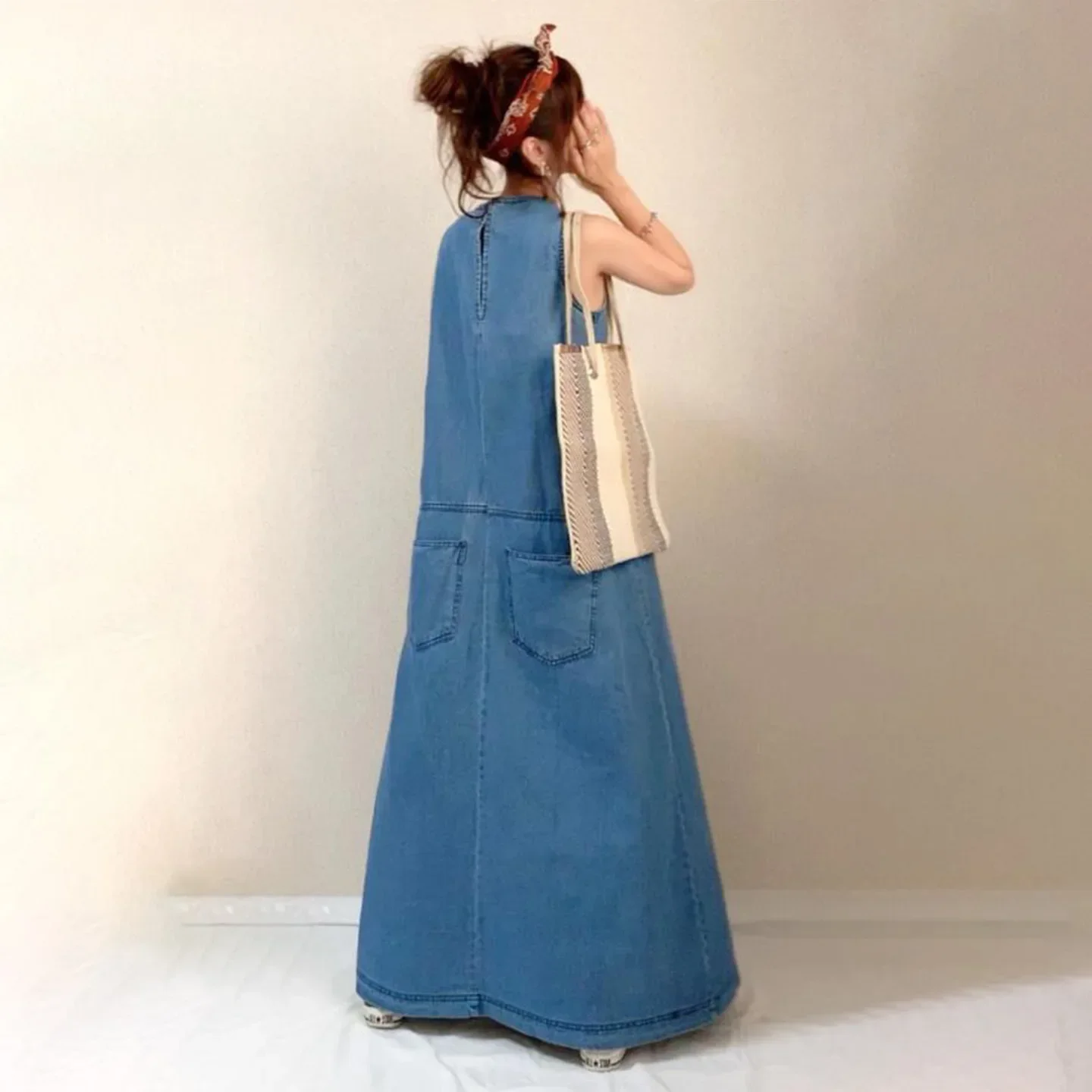 В наличии! Осень 2022 новый стиль японское свободное утягивающее платье-жилет без