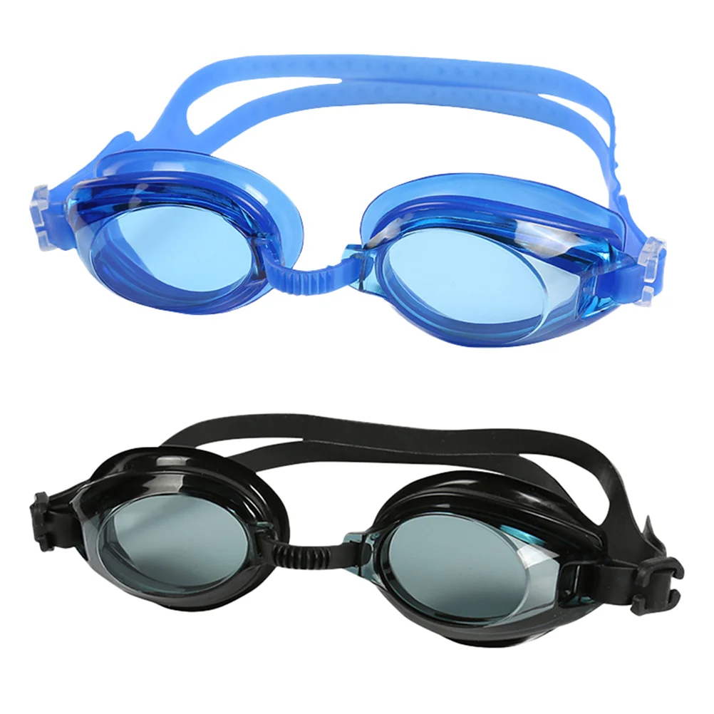 

2 Pairs of Anti-fog Goggle Silicone Swimming Glasses High Visibility Waterproof Lenses for Men (Black/Royalblue)