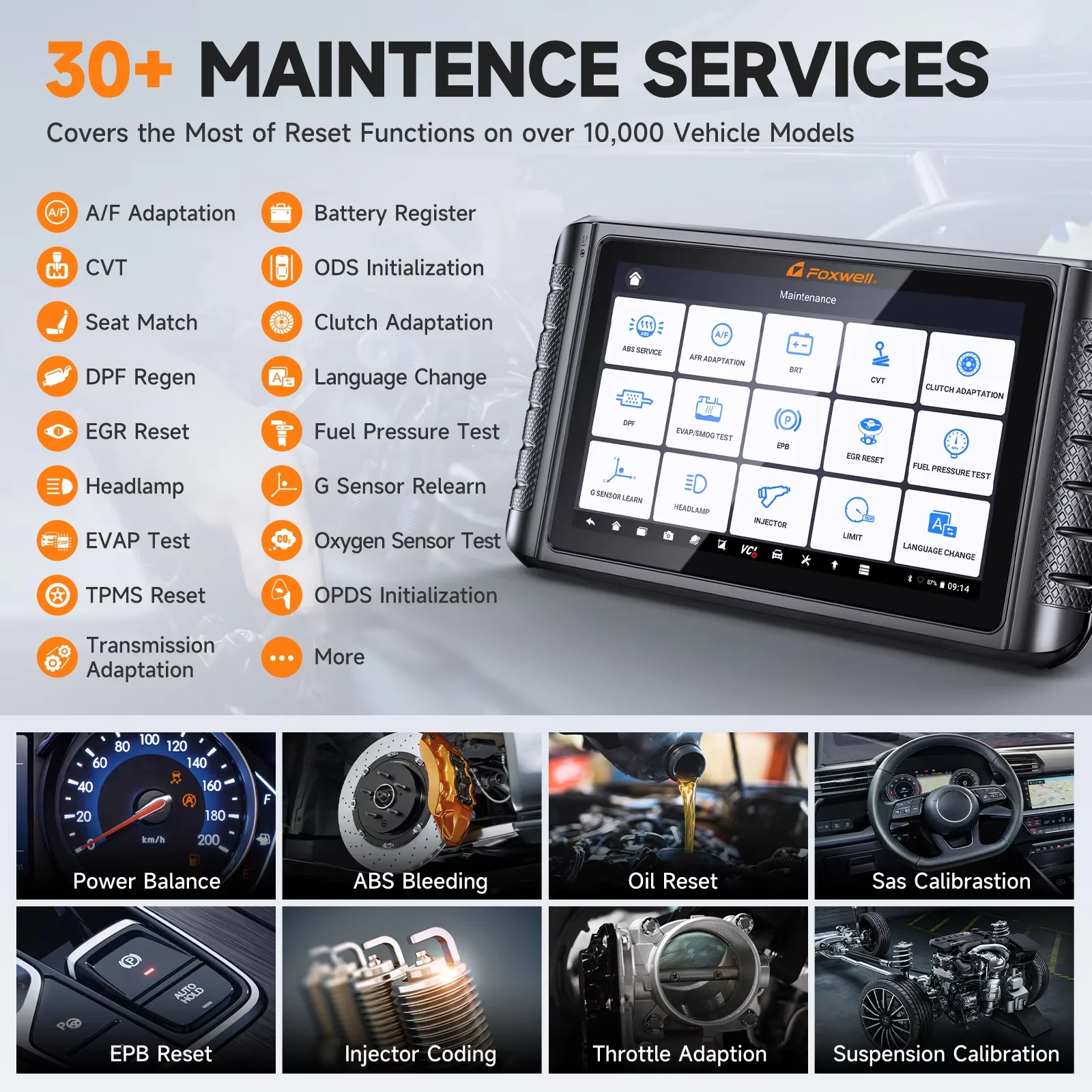 Фото Диагностический сканер FOXWELL NT1009 BT OBD2 с картой топологии 2026, 36+ функциями сброса, кодированием ЭБУ, двунаправленной связью CAN FD и DoIP, полная диагностика всех систем №5