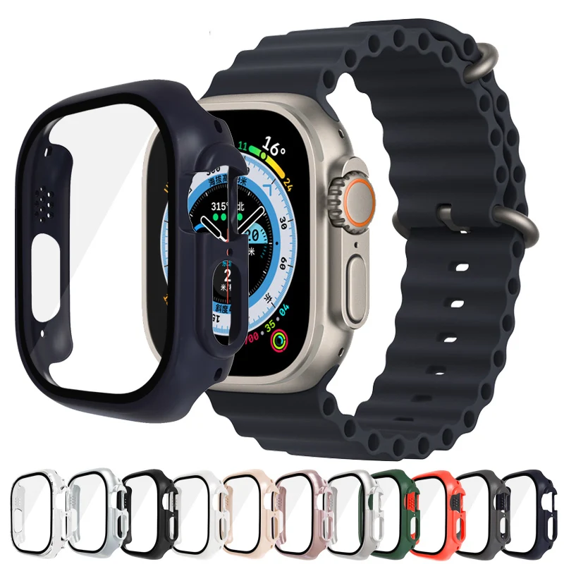 

Case for Apple Watch Ultra 49mm Screen Protector PC Bumper Full Coverage Cover + Tempered Glass iWatch 8 Pro Ultra Accessroies