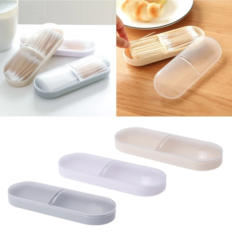 

2 Grids Cotton Swabs Storage Box Dust-proof Cosmetic Makeup Cases Drop Shipping