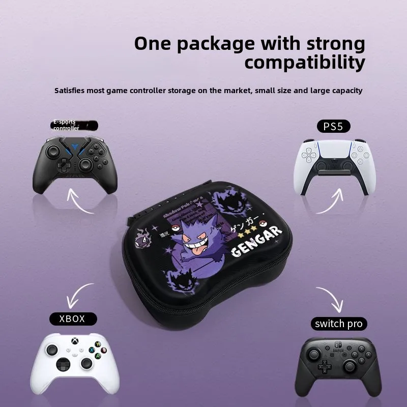 Фото Универсальная сумка для хранения геймпада Pikachu Gengar для Nintendo Switch Pro Xbox PS5 PS4, сумки с ручками, портативный чехол для переноски контроллера №2