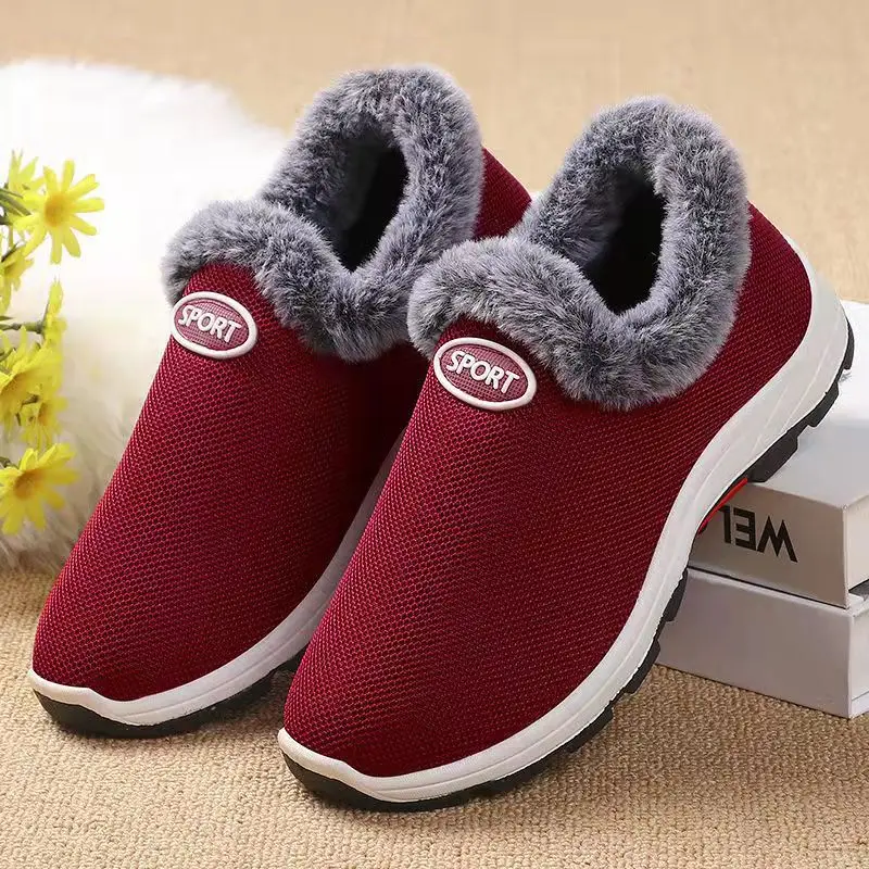 Thick Plush Warm Winter Shoes for Women Soft Sole Non-slip Casual Shoes Woman Comfortable Faux Fur Snow Boots Ladies Work Shoes