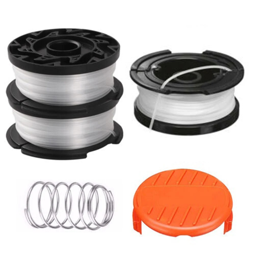 5/6Pcs Trimmer Spool Line & Spool Cap Cover Spring For Black & Decker GH400 GH500 GH610 Strimmer Replacement Line 30ft X 0.065
