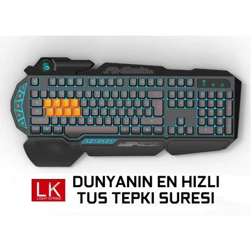Bloody B318 Q Turkish USB 8Tuş Mechanical + Silicone 0.2Ms Neon Luminous Player Keyboard
