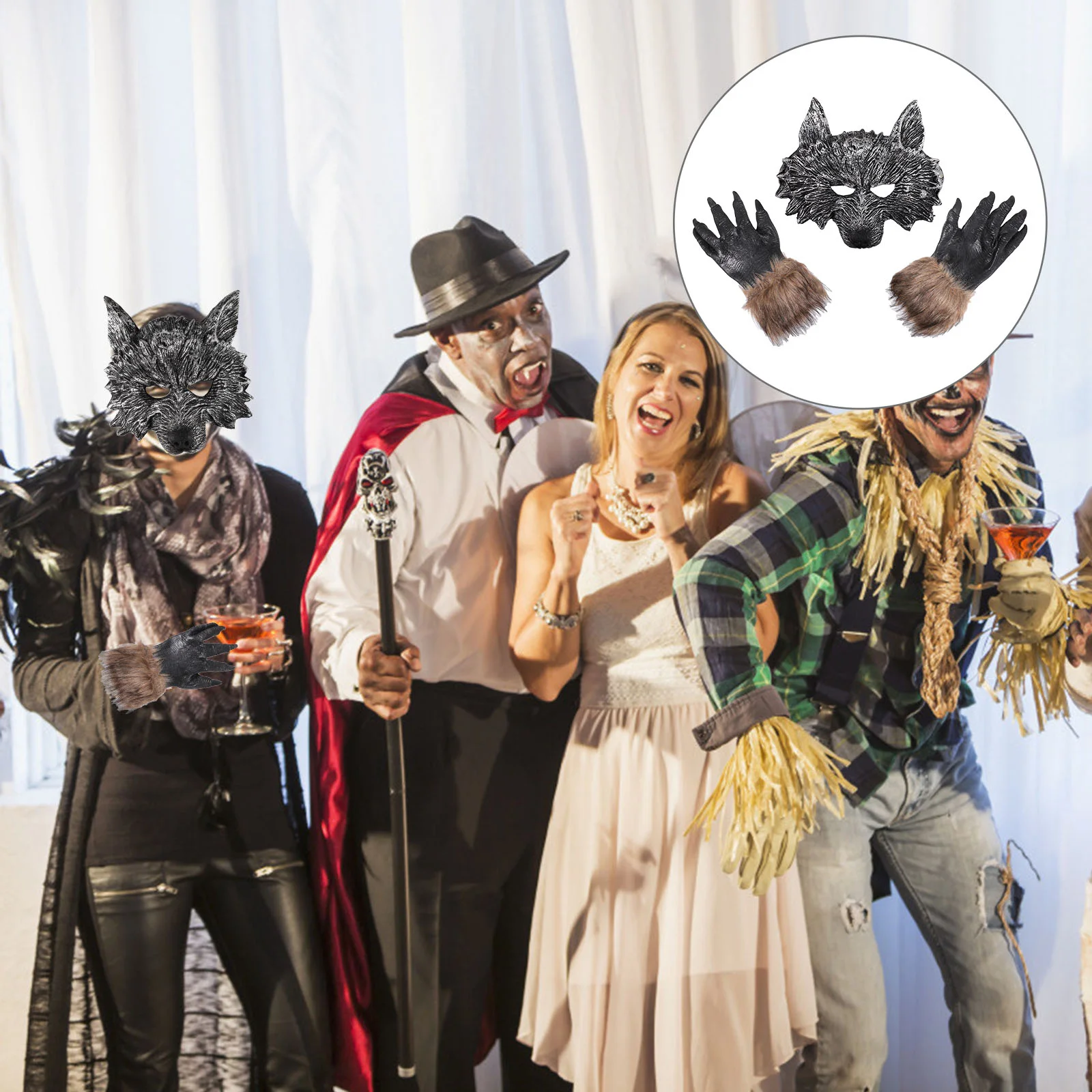 

Gloveswerewolf Wolf Costume Masquerade Horror Claws Party Scary Head Adult Cosplay Holloweenset Men