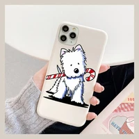 westie cute cartoon dog phone case for iphone 11 12 13 mini pro xs max 8 7 6 6s plus x xr solid candy color case