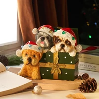 new christmas christmas village resin ornaments with lights cute dog gift box christmas decoration for home childrens gifts