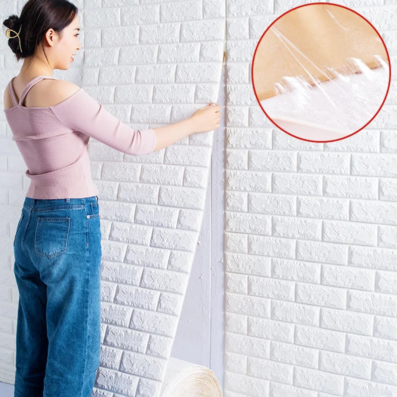 

1/3/5/10 M 3D Self-adhesive Wallpaper Stickers 3M Brick Wall Stickers Home Decor Wallpaper for Walls DIY Bedroom Papel De Parede