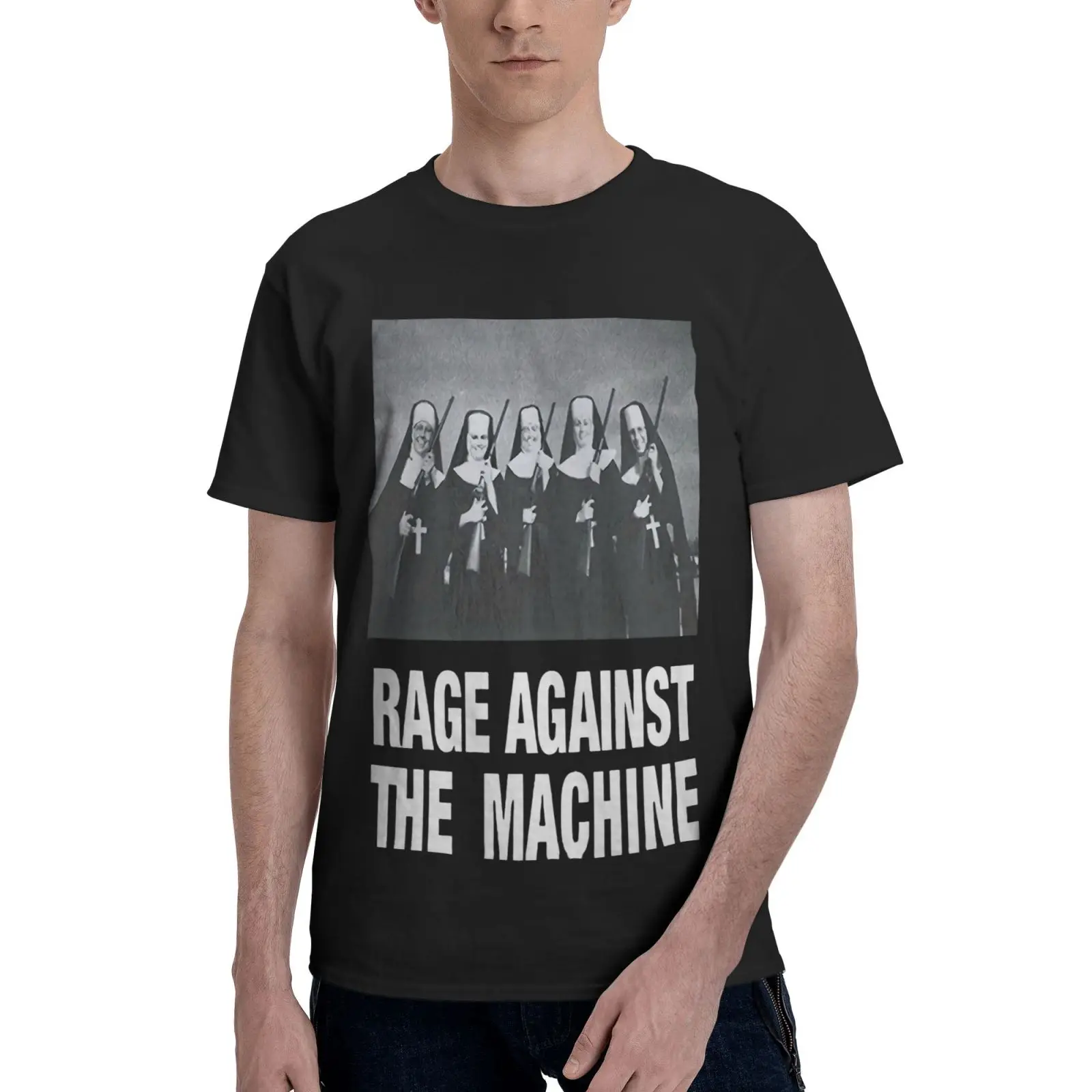 

Футболка мужская оверсайз с надписью Rage Against The Machine Nuns и аниме