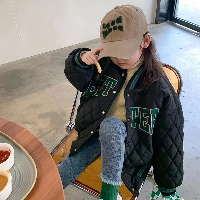 

Clothing Bomber 2023 Kids Tiny Jacket New Baseball Children's Girls Outerwear Spring Cottons Suit Wear Autumn For Boys Snow Coat