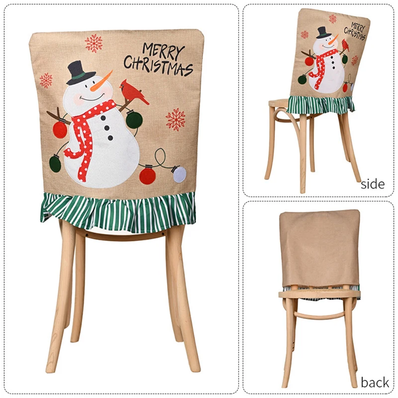 

1PC Christmas Cloth Chair Cover Cartoon Creative Santa Claus Snowman Chair Cover Christmas Festival Decoration Accessories